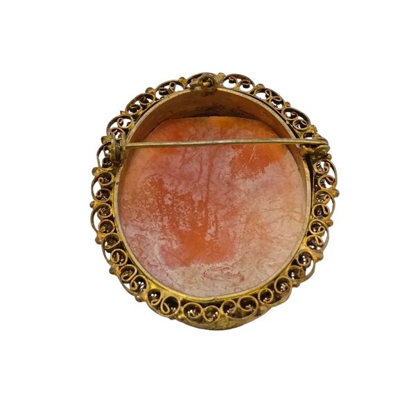 Vintage Gold Filled Or Brass Beautifully Carved Cameo Brooch Pendant (A7707) - Picture 5 of 6